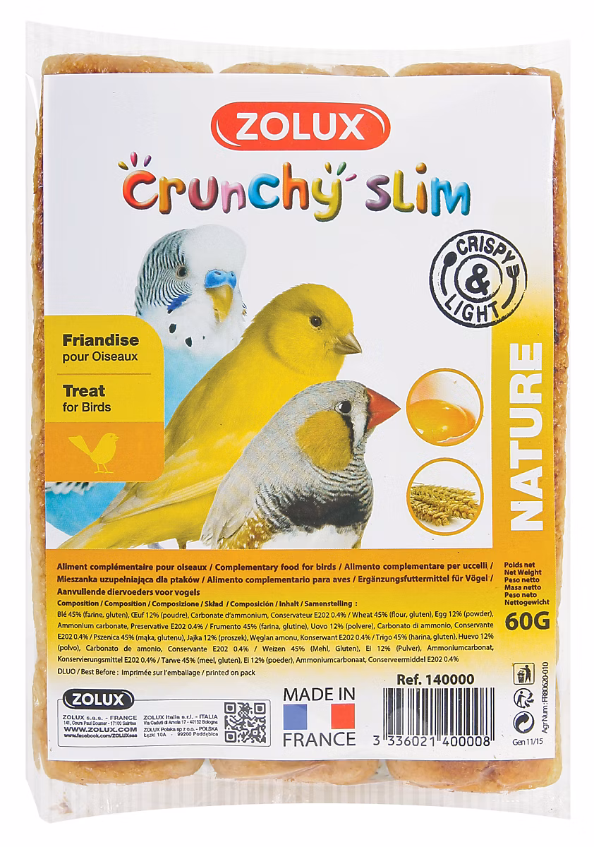 Crunchy slim oiseaux nature Zolux (3 x 20g) | Oiseau
