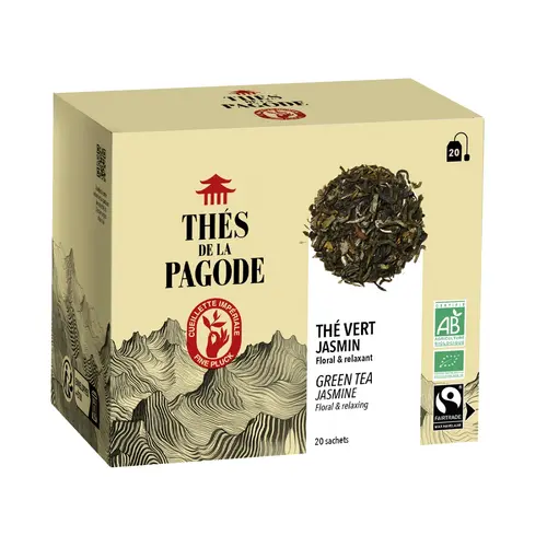 Thé vert au jasmin bio et équitable Thés de la Pagode - 20 infusettes