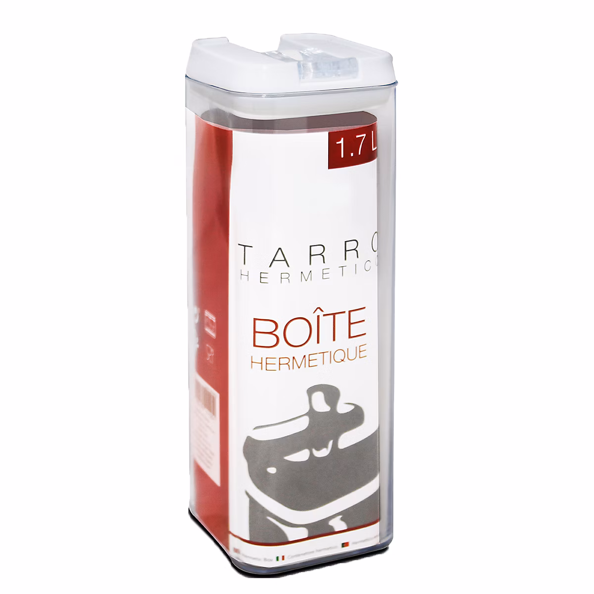 Boîte hermétique alimentaire en ABS – pot conservation avec couvercle pour céréales pâtes farine, 1.7 L, L 9.5 x P 9.5 x H 30.5 cm