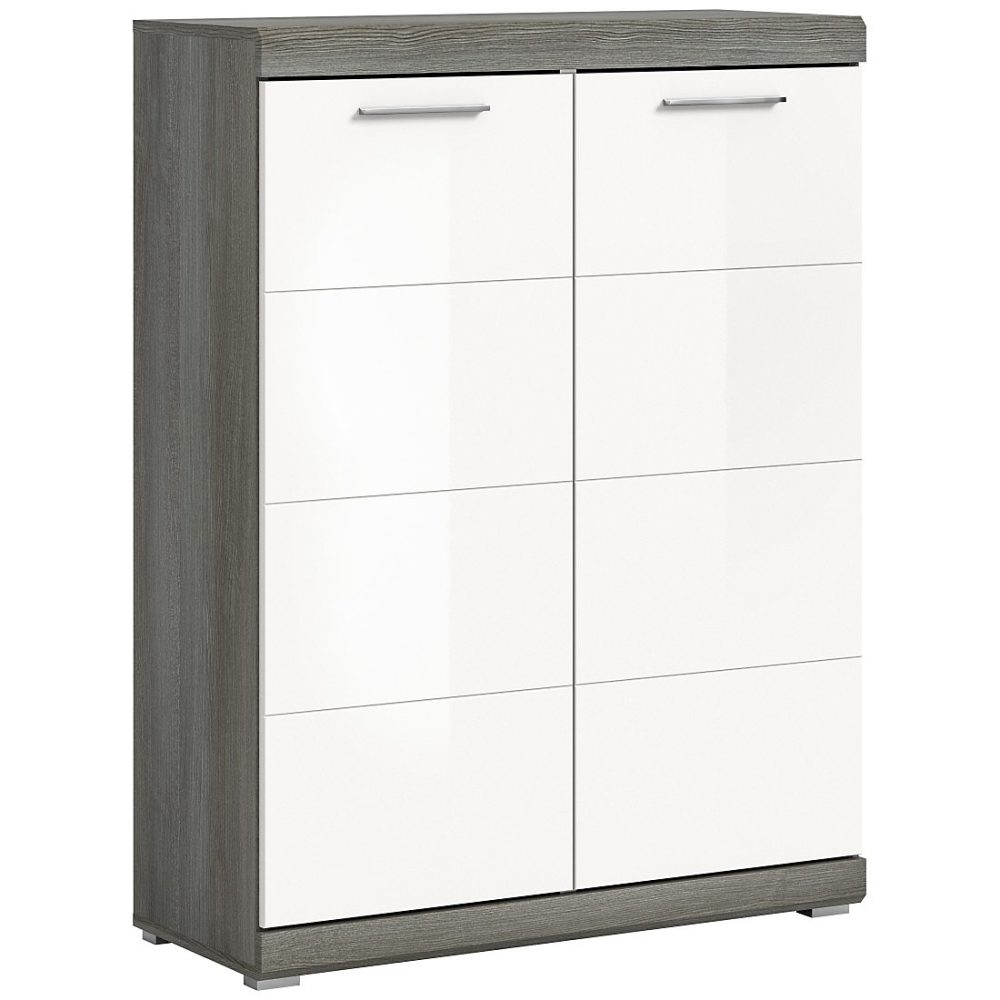 Buffet SCOTT Blanc brillant 2 portes – 7 niches À poser