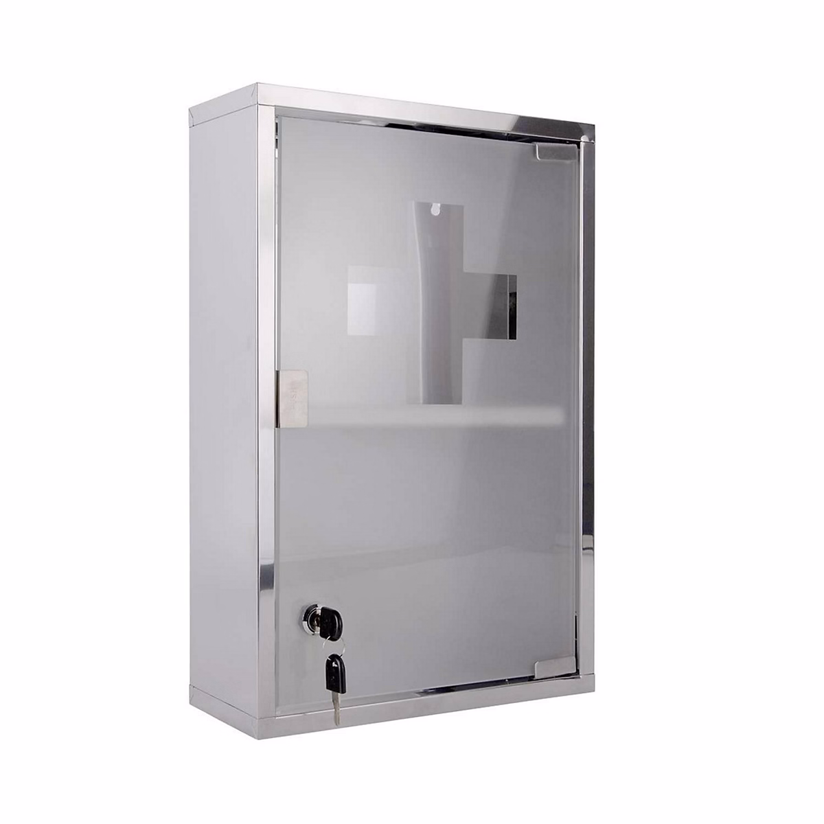 Armoire à pharmacie murale en acier inoxydable avec serrure Gris – L. 25 x l. 12 x H. 48 cm