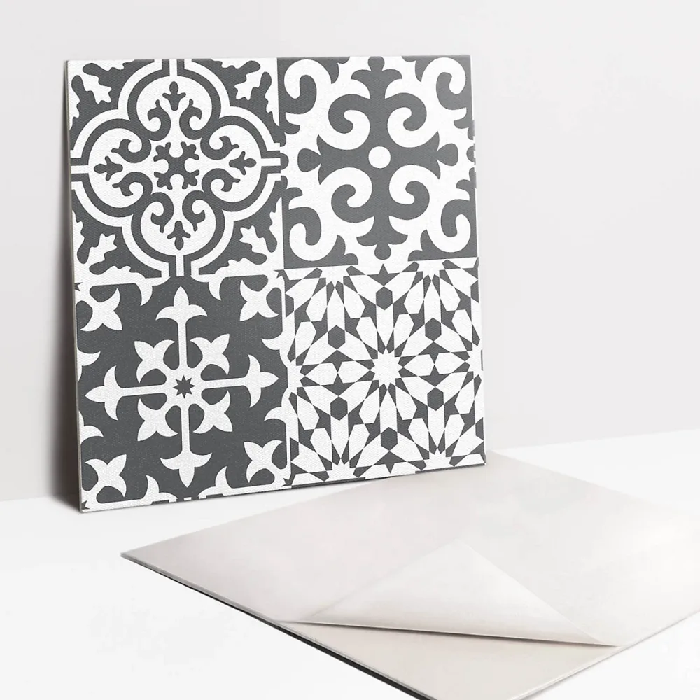 Carreaux vinyle Tulup 30 × 30 cm Carreaux gris à motif portugais 9 pcs