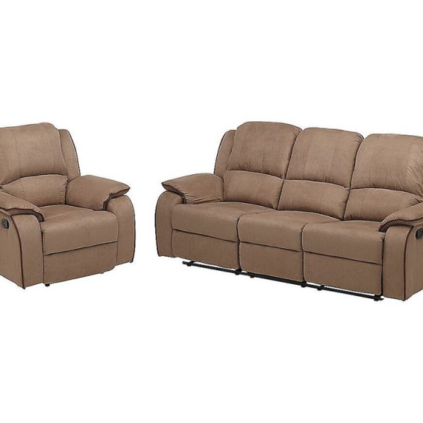 Canapé 3 places et un fauteuil relax en microfibre HERNANI – Taupe