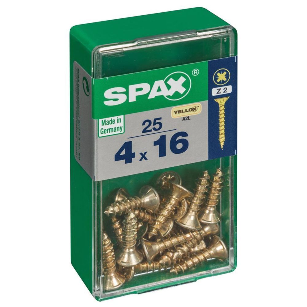 CENTRALE BRICO Lot de 20 vis acier tête fraisée pozidriv SPAX, Diam.3.5 mm x L.16 mm – Matériel de jardin