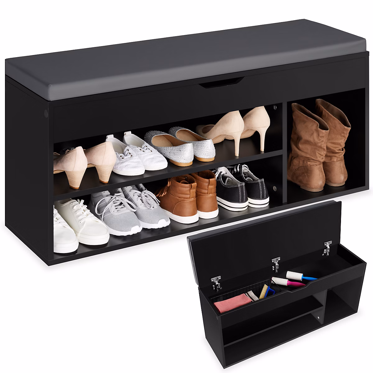 Rangement chaussures – Banc à chaussures pour 9 paires de chaussures noir