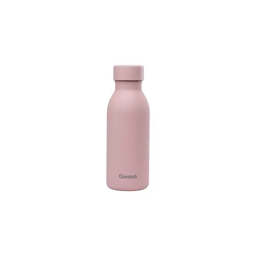 Bouteille isotherme en inox recyclé Qwetch Icon Matt rose pastel - 350 ml