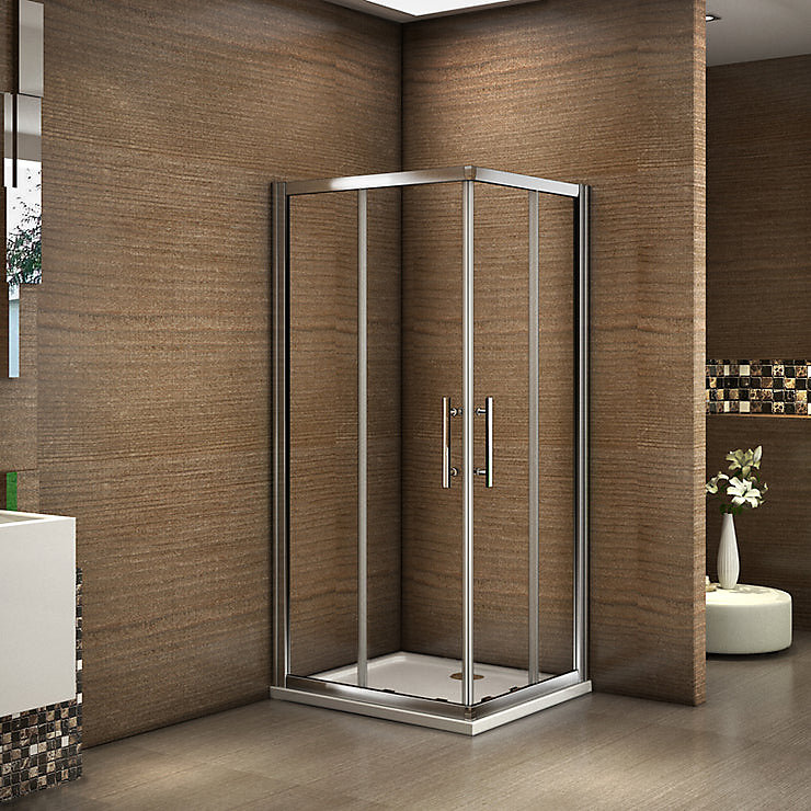 Cabine de douche coulissante angle 100 × 70 × 185 cm – Verre sécurit 6 mm | Chrome