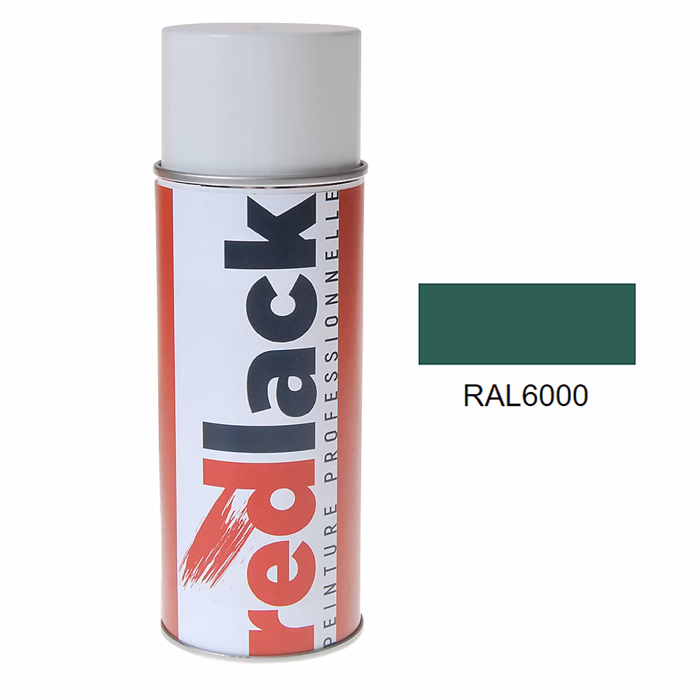 Bombe de peinture Aérosol – spray, 400ml, RAL 6000 Vert patine, Satiné, multisupport, Redlack, RAL6000