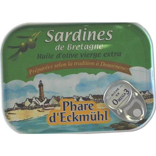 Sardines eckmuhl à l’huile d’olive vierge extra en boite de 135 g