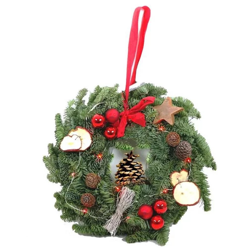 Couronne naturelle décorée rouge - La couronne