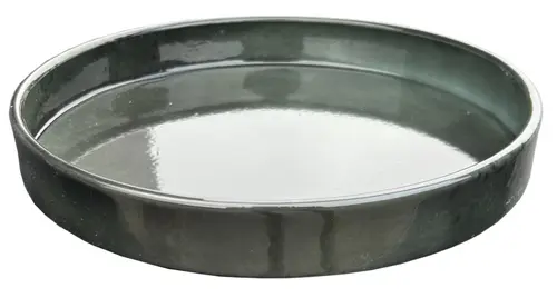 Soucoupe pour pot évasé coloris gris en métal recyclé - 23,5 x 23,5 x 3 cm