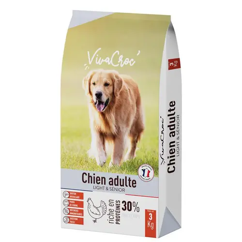 Croquettes light pour chien senior au poulet VivaCroc – 3 kg