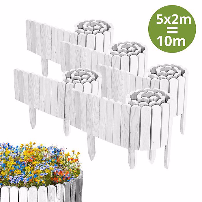 Clôture en bois flexible – Floranica | 10 m | Blanc | 5 pièces | Modulable et esthétique