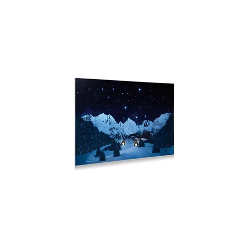 Arrière-plan Led- Fibre Optique Paysage de Montagne Nuit 76x56 cm Bleu