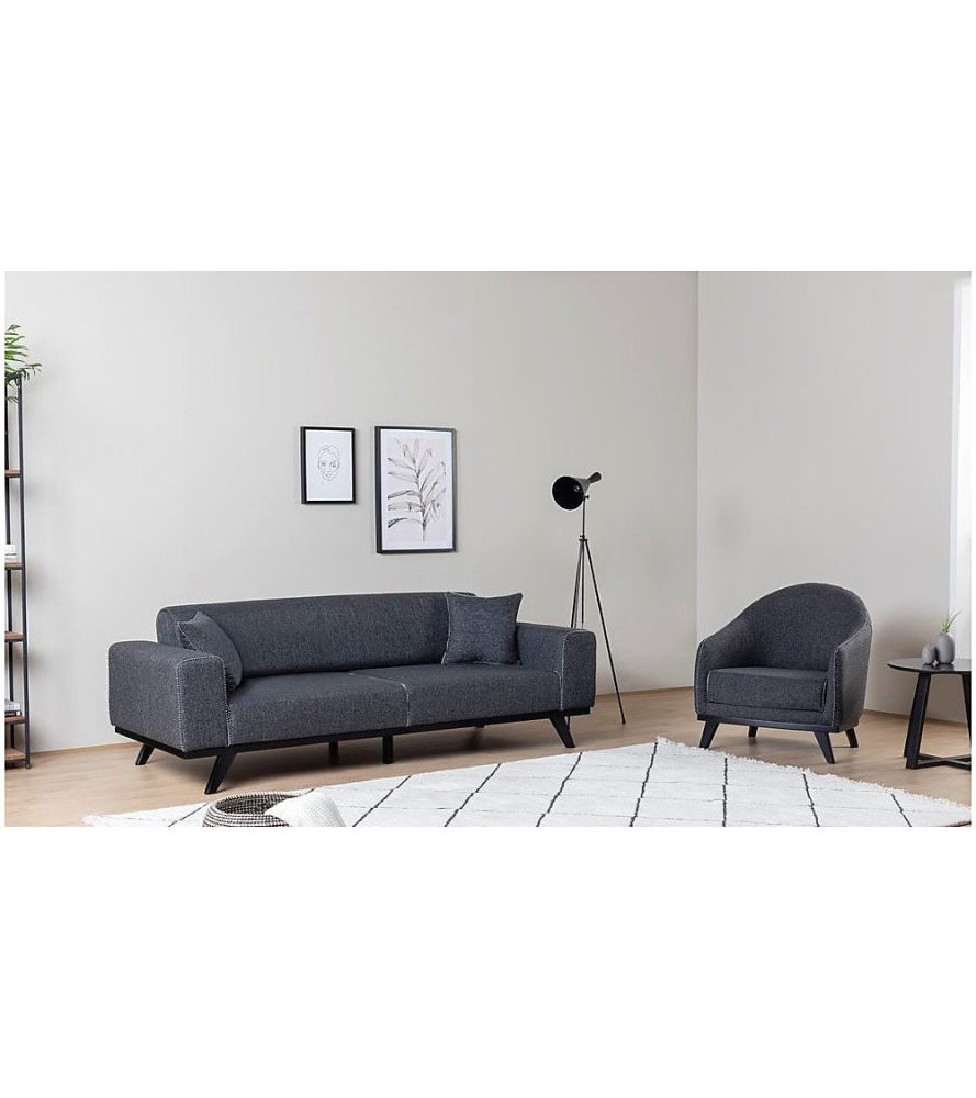 Canapé LISBON Gris 222 × 92 × 77 cm