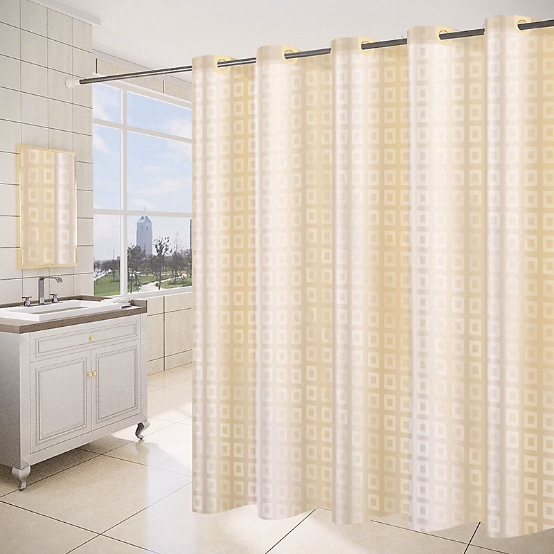 BASHLWUA 180 × 200cm Rideau de Douche avec 12 Crochets Séchage Rapide(Jaune) – Tissu Polyester Imperméable Lavable en Machine, Ride