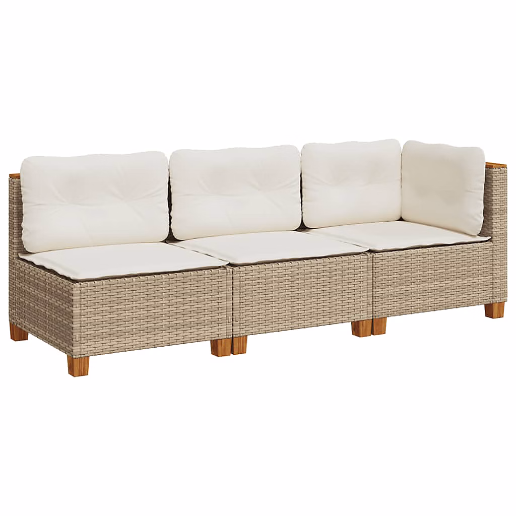 Salon et mobilier de jardin – Canapé de jardin avec coussins 3 places beige résine tressée vidaXL