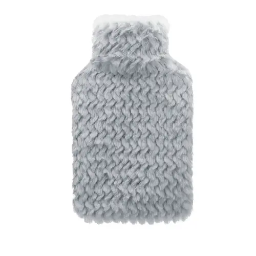 Bouillotte en caoutchouc naturel avec housse gaufrée gris clair Cassandra