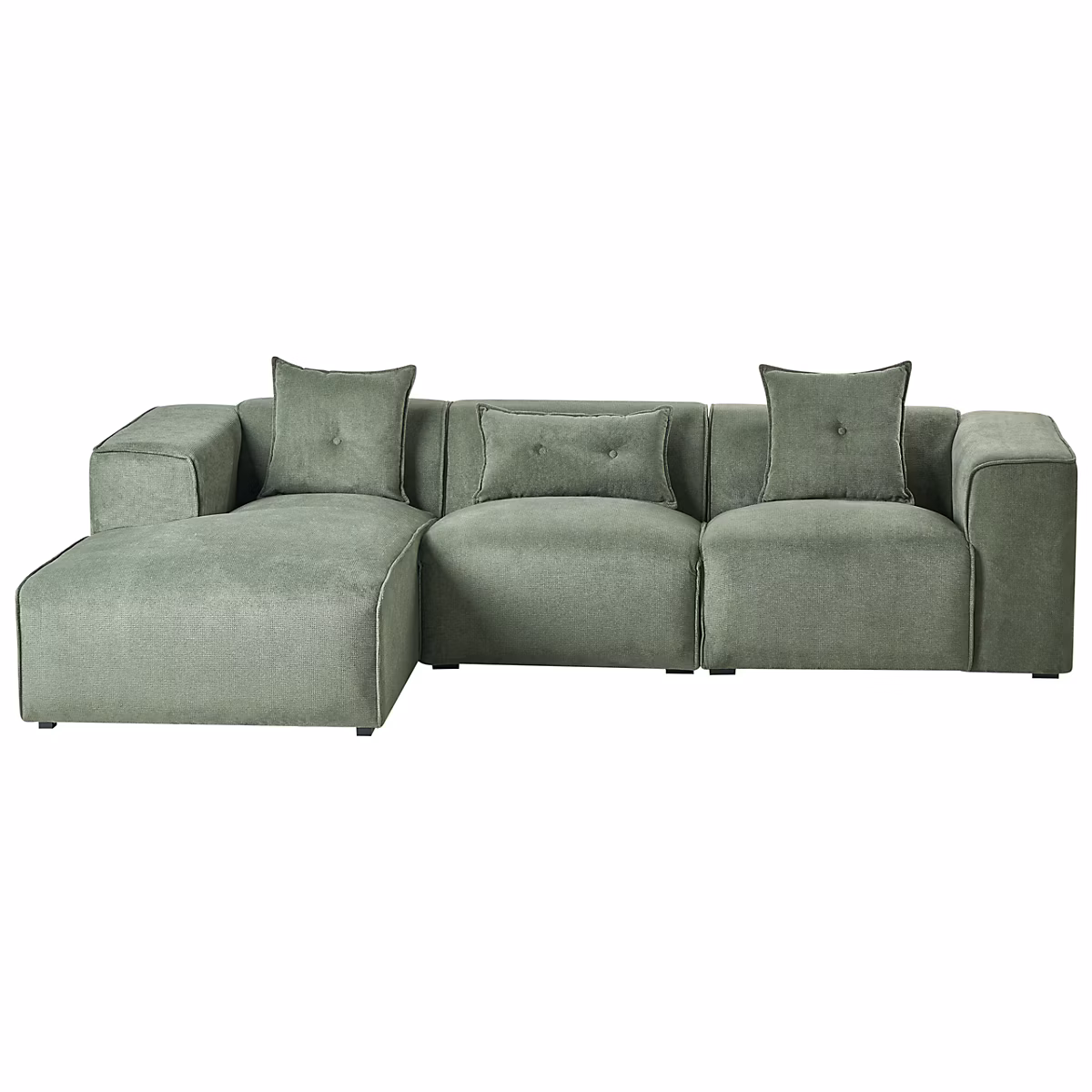 Canapé d'angle 3 places DOLVA Tissu chenille Vert foncé Côté droit – Réf. YVAMFCLHJ9049102988