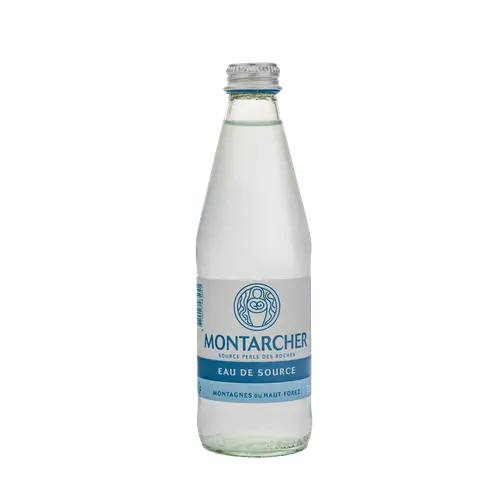 Eau de source plate en bouteille de verre Montarcher - 33 cl