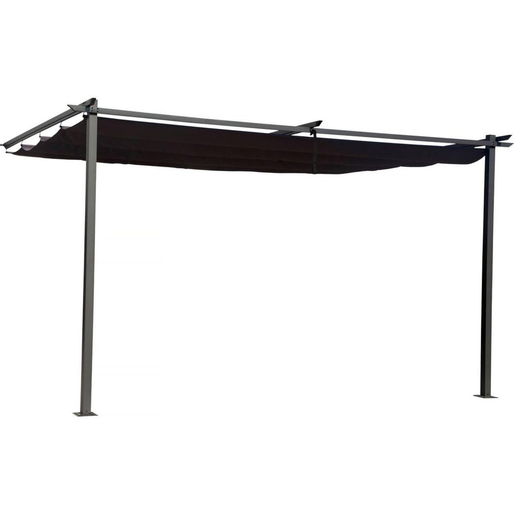 Habitat et Jardin Pergola adossée en métal avec toit rétractable – 4 m 60 mm