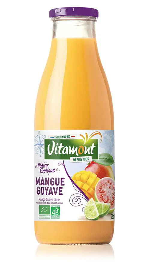 Nectar bio mangue goyave et citron vert Vitamont – 75 cl