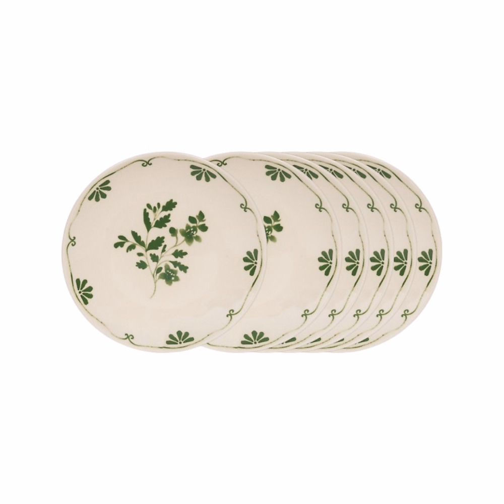 Vaisselle – Assiette à dessert Appoline verte 21 cm (lot de 6)