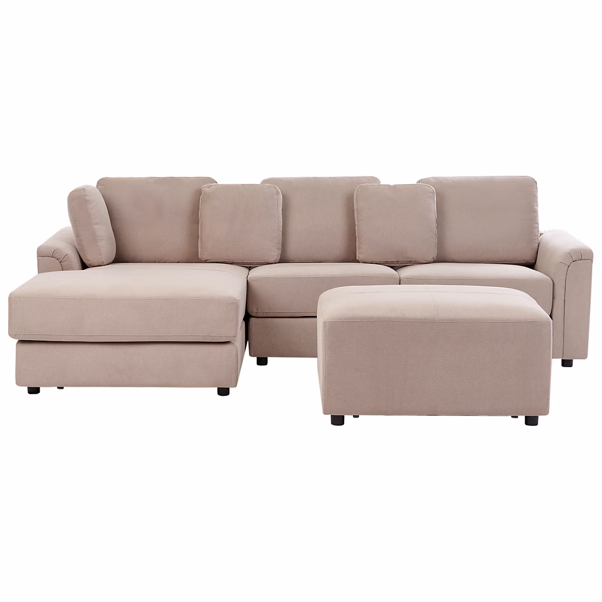 Canapé d'angle 4 places KOHLO avec ottoman Tissu Taupe Côté droit – Réf. QGKEBCZJB1532710324