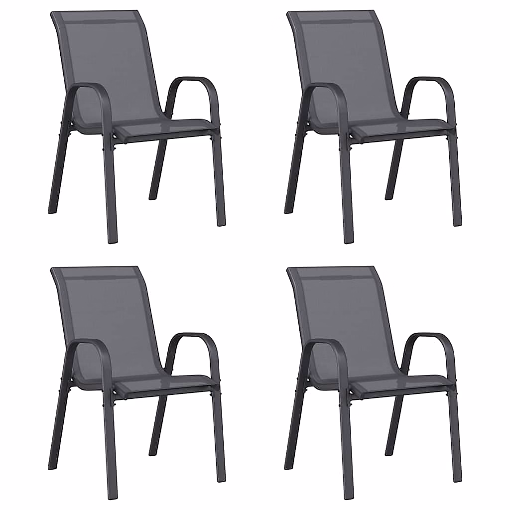 Chaises empilables de jardin Gris Tissu textilène vidaXL – lot de 4