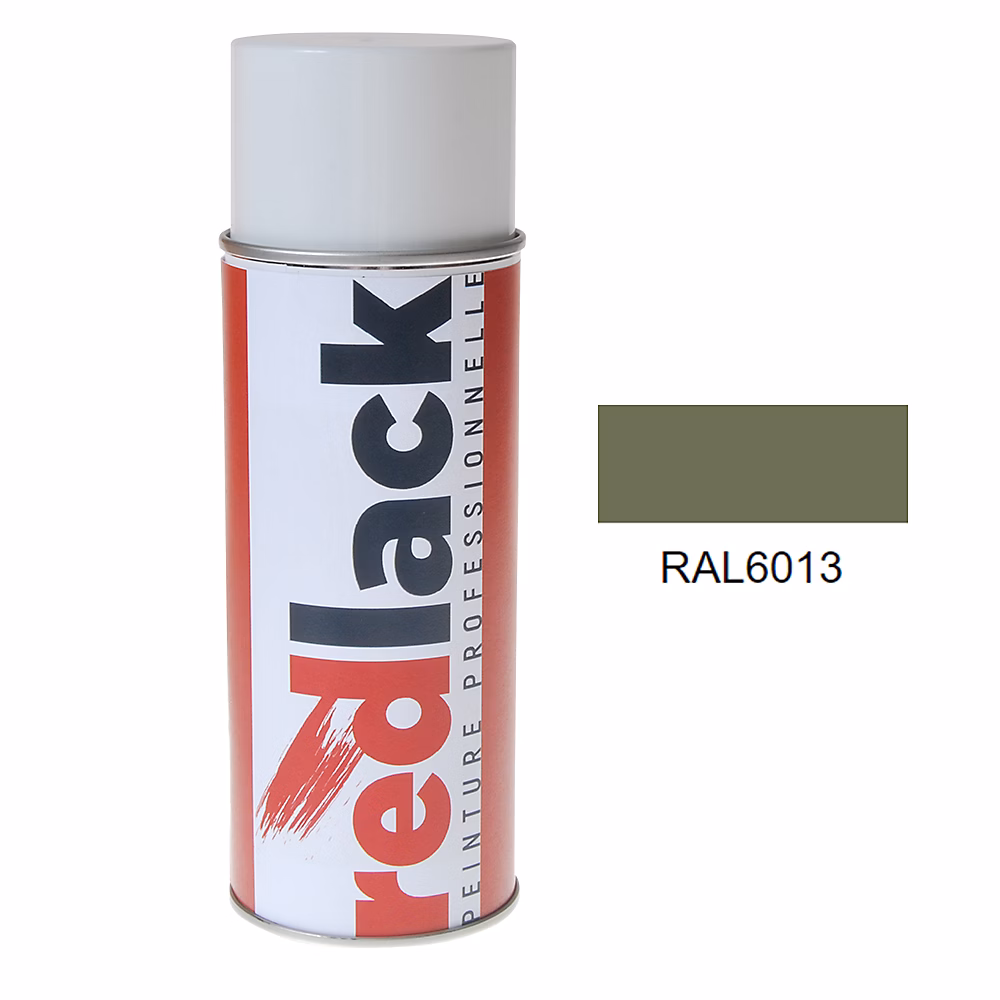 Bombe de peinture Aérosol – spray, 400ml, RAL 6013 Vert jonc, Brillant, multisupport, Redlack, RAL6013