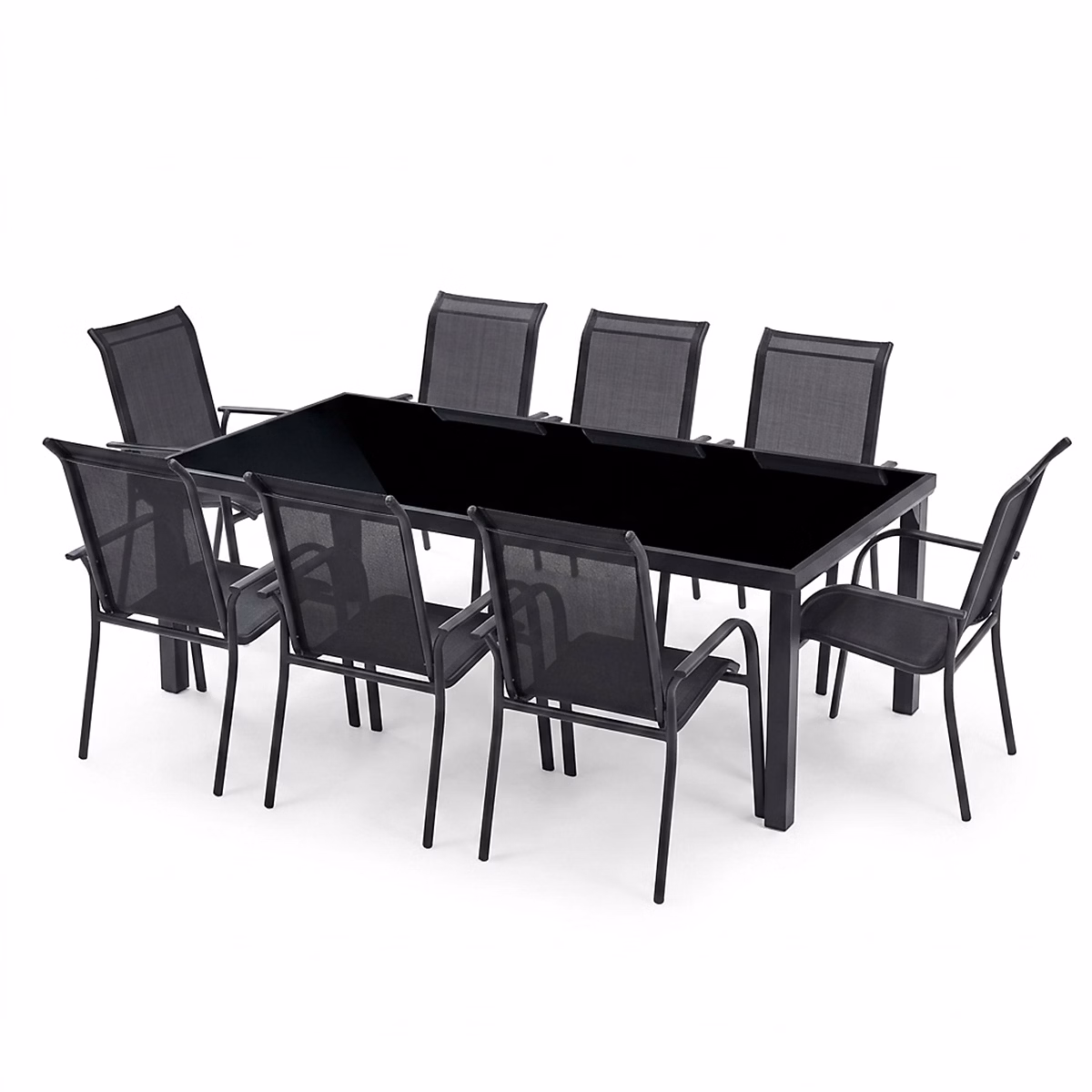 Ensemble de jardin en aluminium et verre 8 P BLACK EDITION avec 8 fauteuils – Réf. KLGWKVOKX8507388509