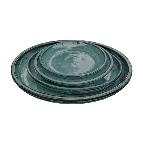 Soucoupe en grès émaillé vert Amande Decolines Littoral - Ø 22 cm