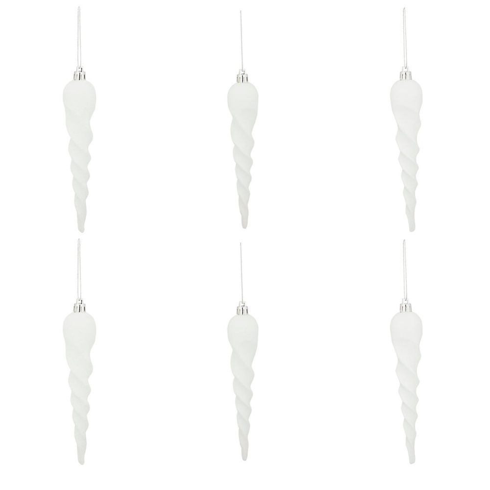 Décoration sapin de Noël – Assortiment 6 boules de Noël glaçons couleur blanc