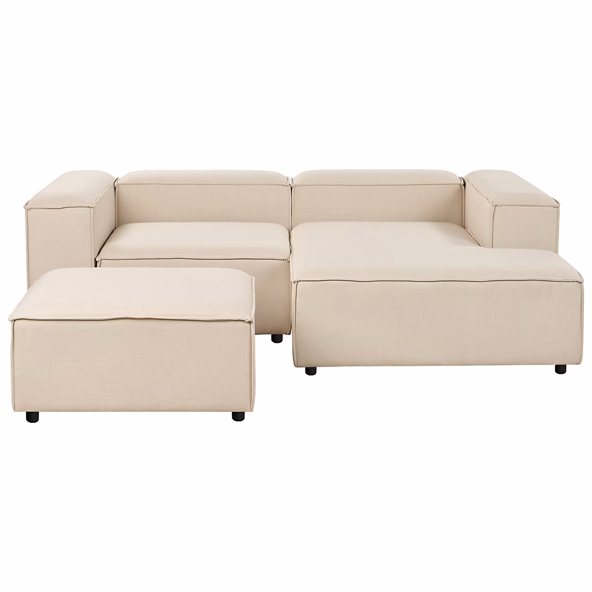 Canapé d'angle modulable 2 places ARDAL avec ottoman Tissu Beige Côté gauche | Canapé