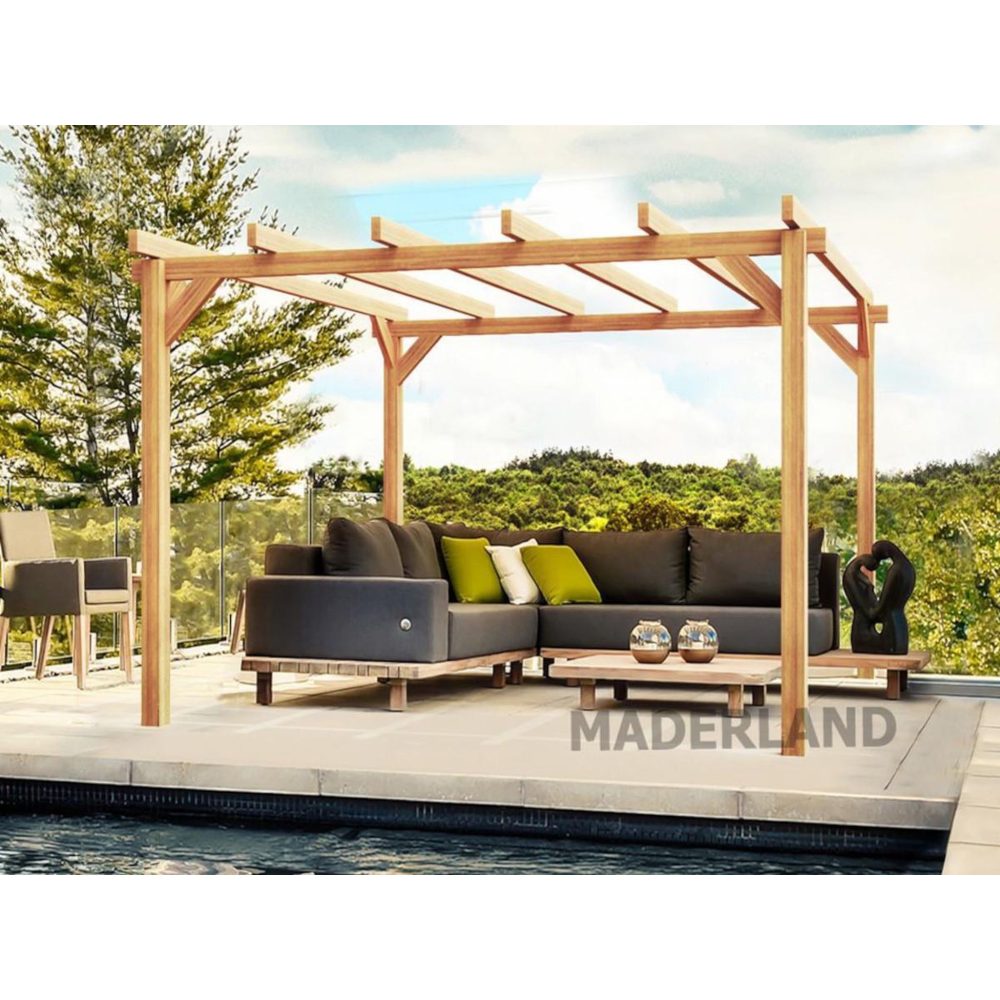 JARDIDECO Pergola en bois lamellé-collé angers 400 x 400 cm - maderland – Aménagement du jardin