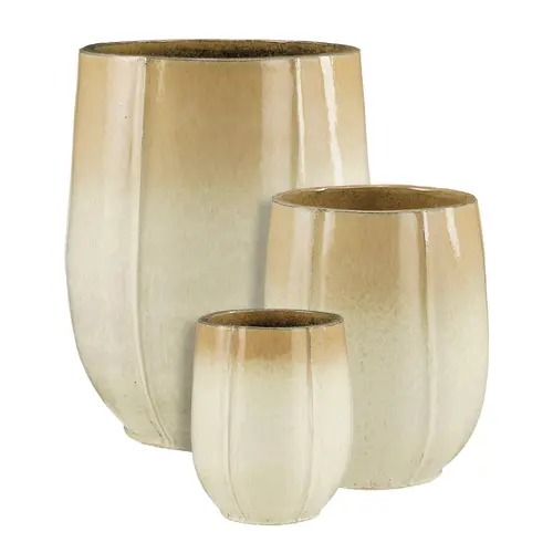 Pot haut Corsica coloris beige en céramique - 70 x Ø 55 cm