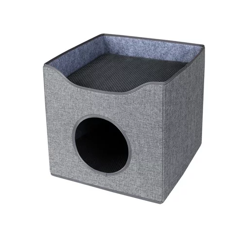 Boîte à chat coloris gris Wouapy La Terrasse - 39 x 39 x 38 cm