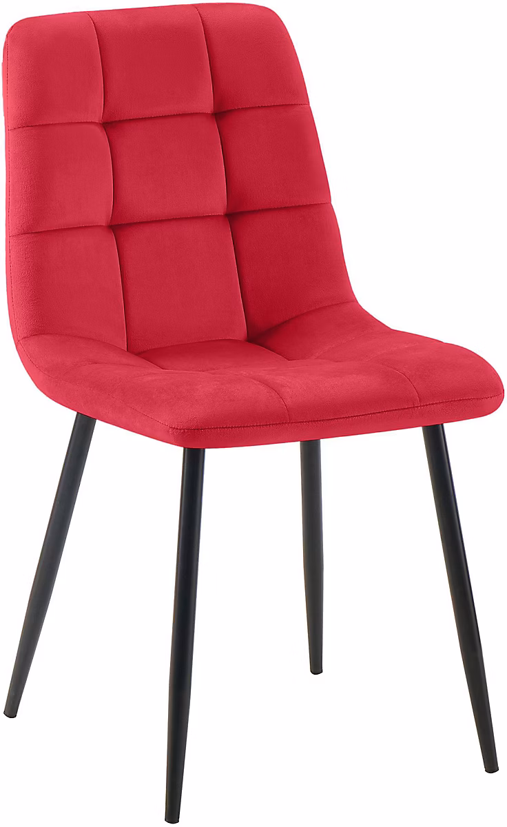 Chaise salle à manger Tilde – cuisine rembourrée | housse surpiquée | structure métal | supporte 150 kg Rouge/Velours