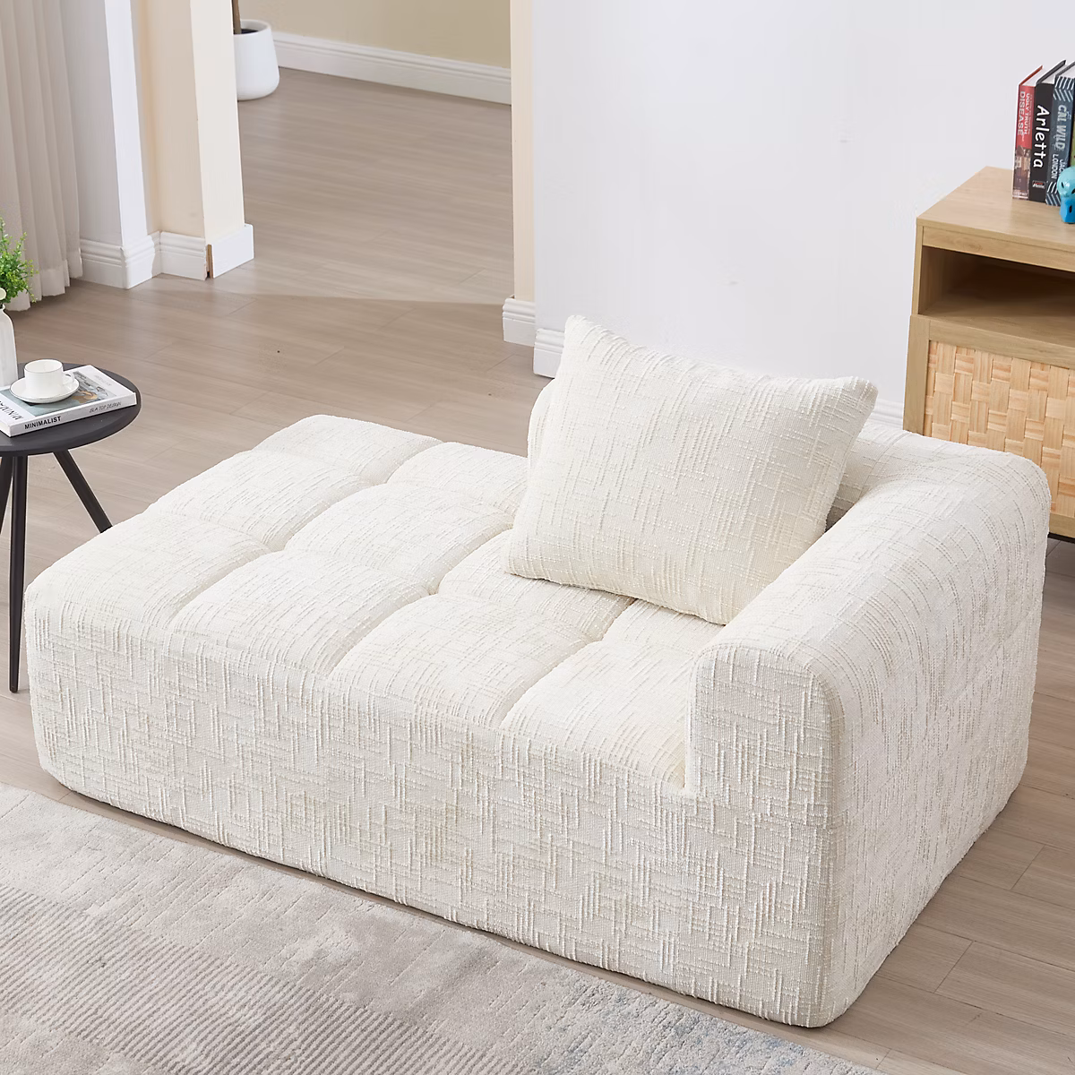 Canapé chaiselongue – beige,montage non requis,oreillers