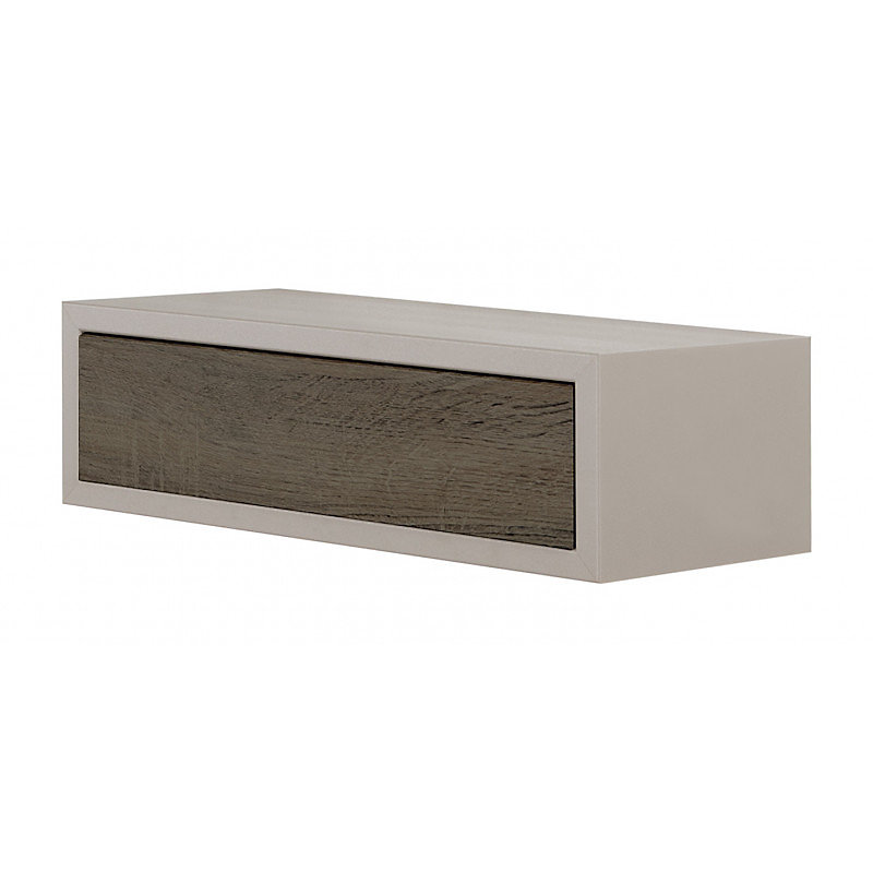 Étagère murale avec tiroir – table de chevet suspendue, taupe et noyer, 45x13, 4 × 20 cm, Legolo