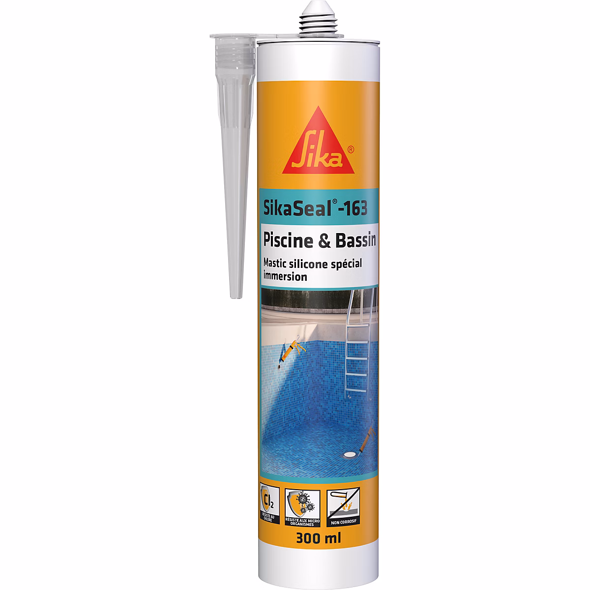 Mastic, cartouche joint et silicone – Mastic Silicone Spécial Immersion transparent Sikaseal 163 Piscine et bassin 300ml Sika
