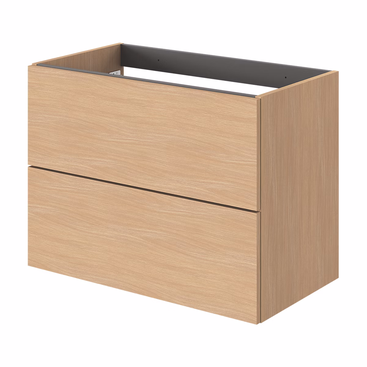 Meuble sous vasque l.80 x H.60 x P.45 cm – effet chêne | 2 tiroirs sans poignées | Kentia