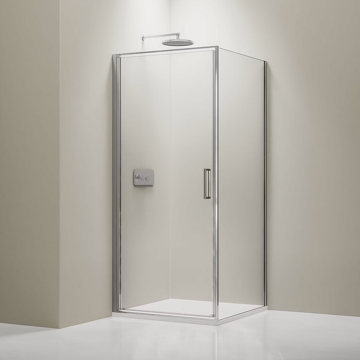 Cabine de douche d'angle 100 × 80 × 195cm (LxPxH) verre 8mm – 1 porte battante100cm, Profilé chrome, NT416