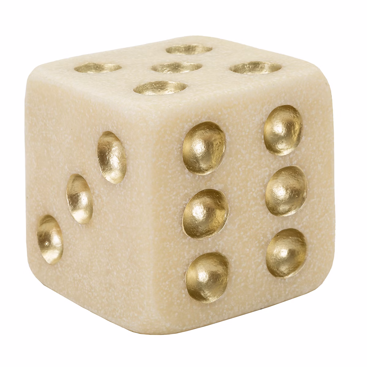 Dés en résine beige et or 12 × 12 × 12 cm