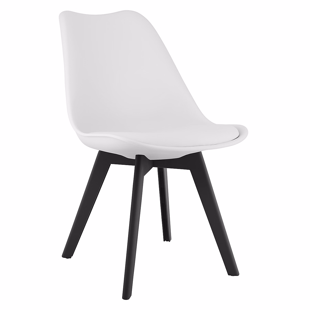 Chaise VALORA RIXK – Blanche avec pieds noirs, design ergonomique x1