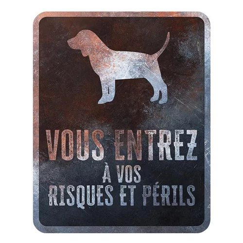 Panneau d'avertissement beagle coloris noir en métal galvanisé D&D Home - 25 x 20 x 0,3 m
