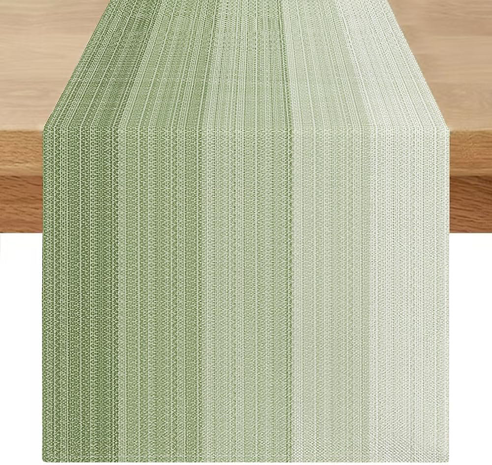 Chemin de Table Lin Dégradé Vert 40 × 240 cm