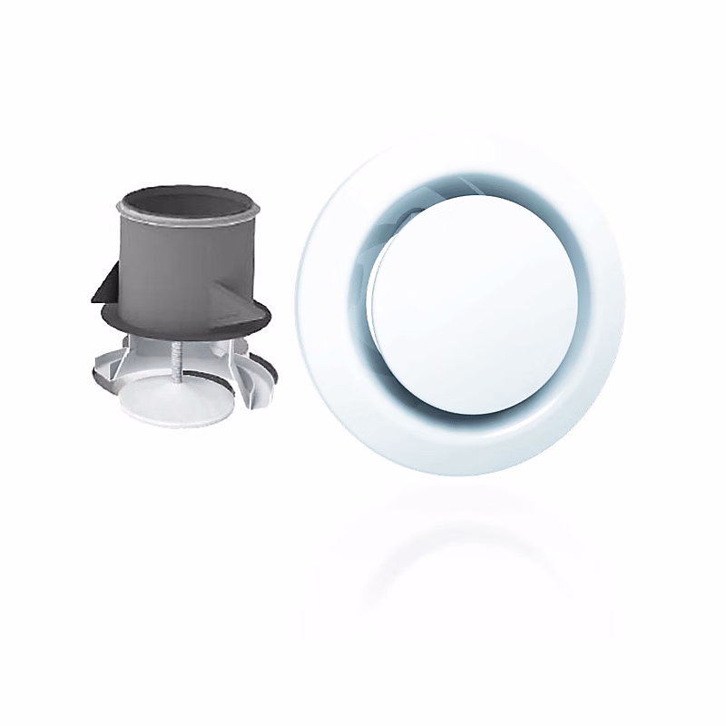 VMC et aérateur – Bouche VMC plastique blanc réglable BEIP 125 mm avec manchette placo