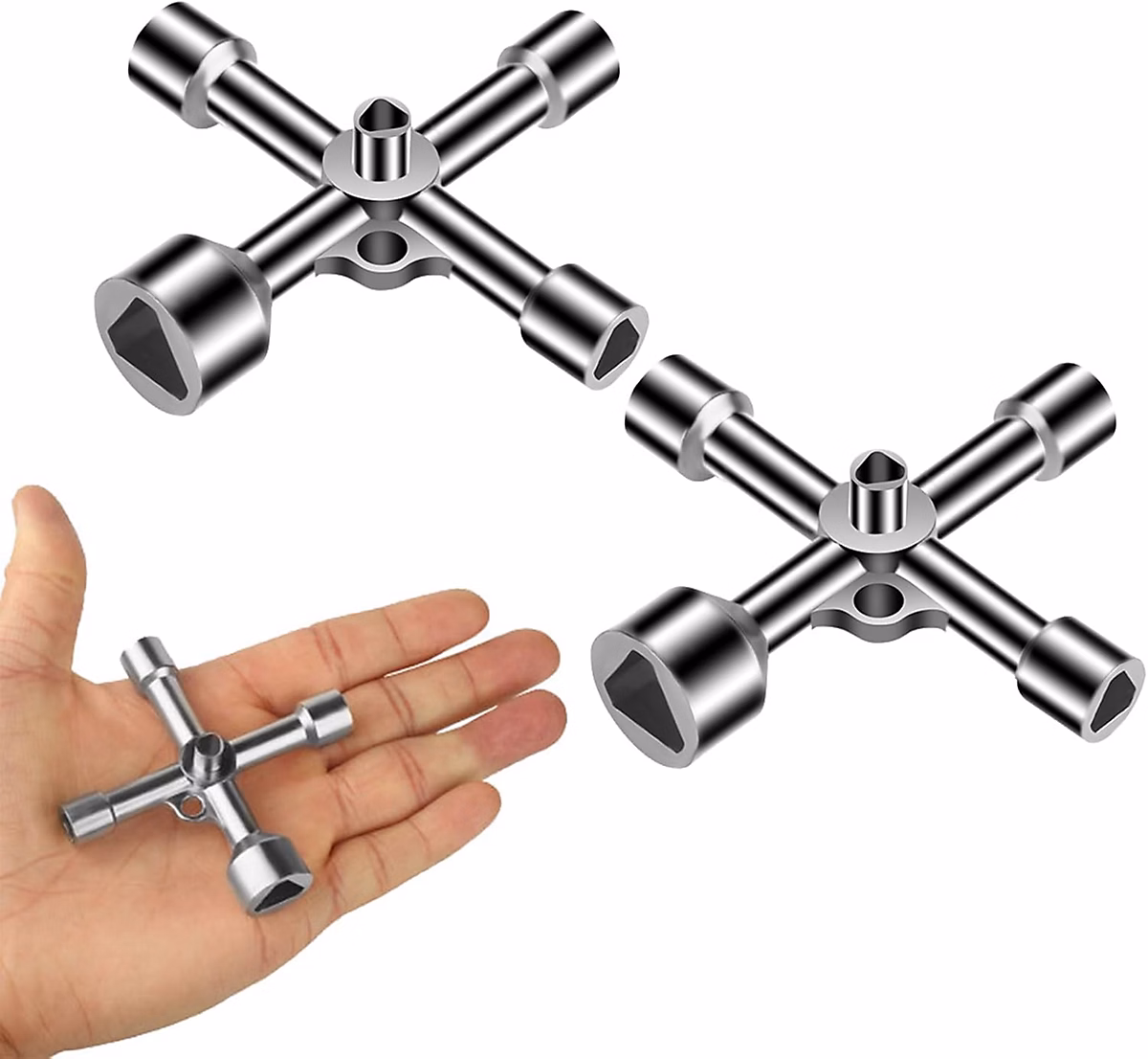 CODEKEY Lot de 2 Clés Triangulaires à 4 Voies – Multifonctionnelles pour Armoires Électriques, Chauffage, Purge et Compteurs de Ga