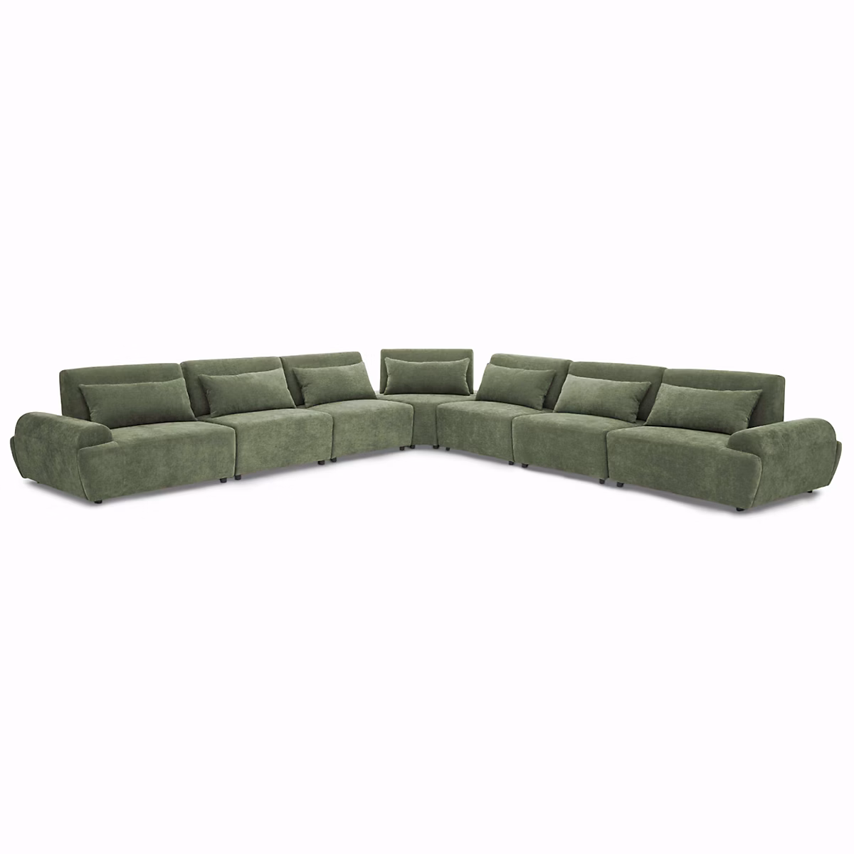 Canapé d'angle modulable en tissu 7 places dossier ajustable vert Callisto Oviala | Canapé
